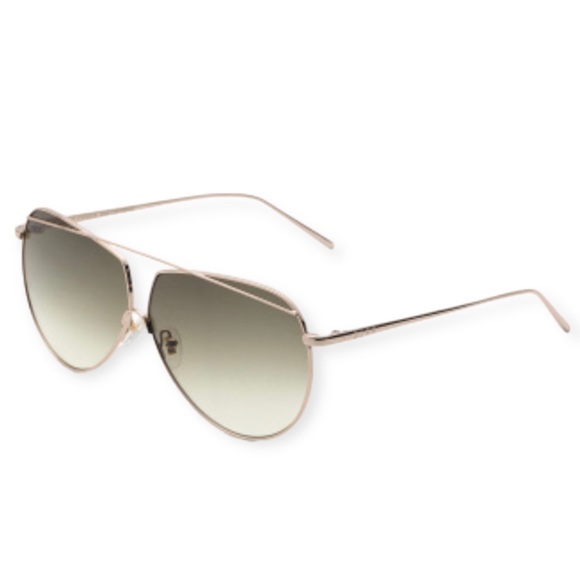 DIFF Maeve Sunglasses Oversized Aviators Gold Frame Green Taupe Gradient Lenses - Picture 4 of 10